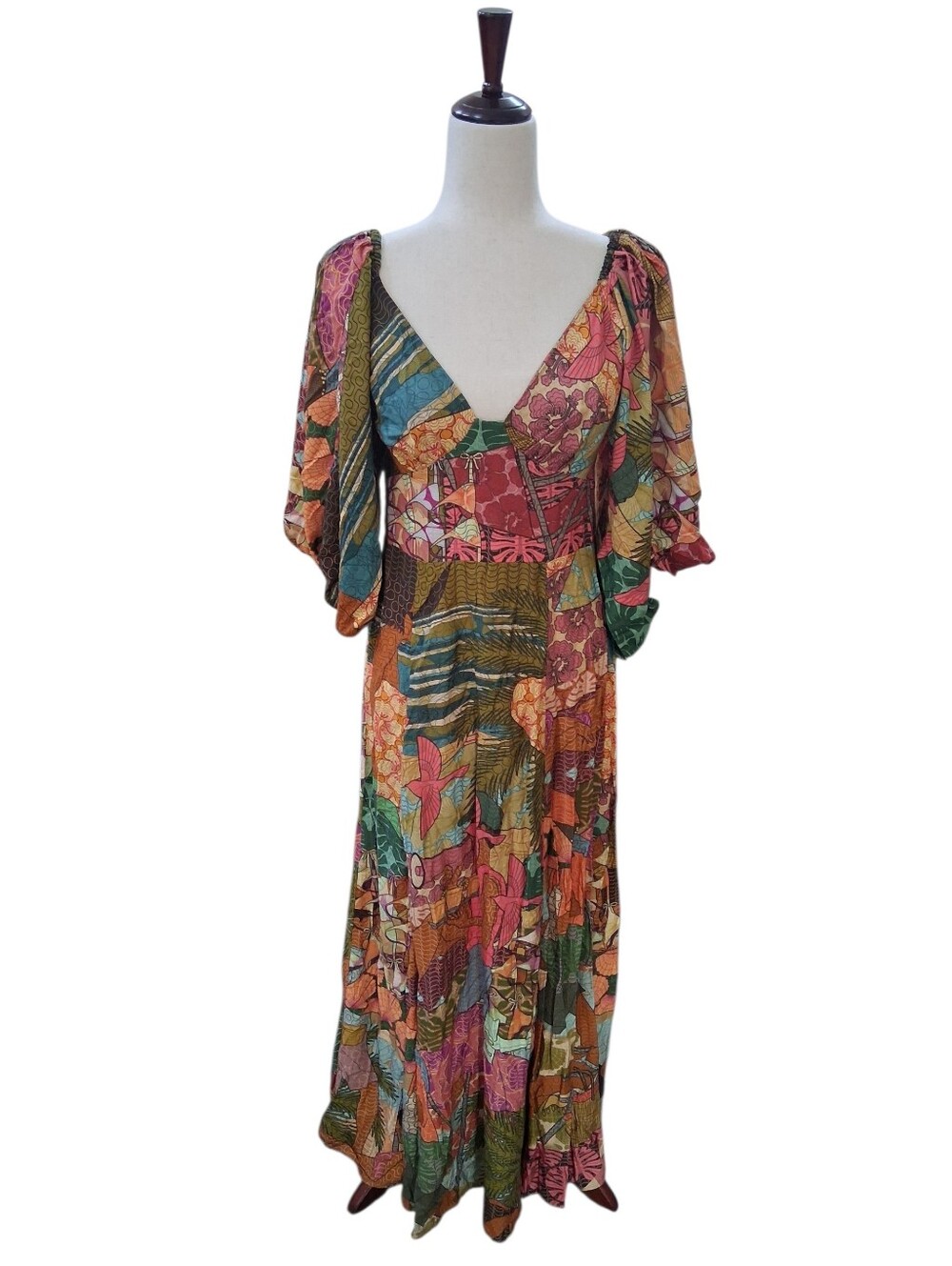 NWT Farm Rio Prainha Tropical Botanical Maxi Dress Size P Small New - Picture 7 of 10